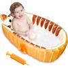 Boczif Vaschetta Bagnetto Neonato, Bagnetto Neonato, Piscina Gonfiabile Bambini, Vasca da Bagno Pieghevole,Vaschetta Bagnetto Bambini 1-3 anni 90 x 55 x 30 cm (Arancione)
