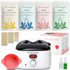 Wandefol Set di cera professionale con regolazione della temperatura, per uomo e donna, depilazione con fagioli di cera dura e perle di cera calda, cera calda per corpo, viso e zona intima
