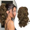 Dcbaboo Coda Capelli Extension con Pinza Posticci per Capelli Ricci 30cm Extension Coda Finta Corta Coda di Cavallo Capelli Mossi Ponytail Sintetici Naturali Ondulati, Cenere marrone