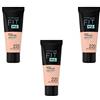 Maybelline New York Fondotinta Fluide Fit Me Matte & Poreless - 220 Beige Naturale, confezione da 3 (3 x 30 ml)