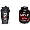 EAFIT Proteine in Polvere + Shaker Proteine Nero Transparente | Pure Whey Doppio Cioccolato 750 g + shaker nero transparente con miscelatore in acciaio