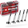 Einhell Set di punte Forstner originale Einhell M-CASE da 5 pezzi (in acciaio C65, gambo E 6,3, tagliente trasversale, punta di centraggio, forma della testa conica, tagliente chiuso su 4 lati)