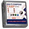 Trademark Supplies Telone di copertura argento/nero, resistente, materiale spesso, impermeabile, telone/tela cerata per barche, camper o piscine, 3,7 x 4,9 m