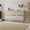 Dmora Credenza Saliceto 40x143.5x80h cm Beige un Ripiano 4 Vani, Madia Apertura Battente