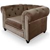 Menzzo Contemporain Poltrona in legno e velluto, 80 x 110 x 72 cm, Legno, grigio, L110 x P80 x H72 cm