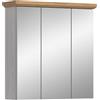 xonox.home - Armadio a specchio Verona 69 x 71 x 21 cm in sibiu larice e rovere Artisan - 3 ante a specchio con 6 ripiani e 9 scomparti - Ampia superficie a specchio, funzionale e perfetto per la