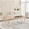FurnitureR Set di 4 sedie da pranzo imbottite in lino, piccole sedie laterali senza braccioli, per cucina, sala da pranzo, base quadrata in metallo noce, beige
