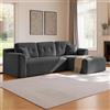 VASAGLE Divano Angolare, Divano Modulabile 244 cm, Consegnato Compresso in Collo, Senza Montaggio, con Ampia Chaise Longue a Destra, per Soggiorno, Camera degli Ospiti, Grigio Ardesia LCS184GN01