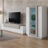 Dmora Parete Attrezzata Maja 45x280x120h cm Bianco Lucido Modulabile 7 Ripiani, 5 Ante Made in Italy