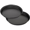 Zenker 9980050 - Set di 2 stampi per torte o quiche lorrene, piatto per torte, acciaio inossidabile, nero, diametro 28 cm e 30 cm