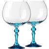 KROSNO Bicchieri da Gin 660 ml con stelo turchese, set da 2 - per Gin Tonic, Aperol Spritz e Cocktail - senza piombo - lavabili in lavastoviglie - Bubble Celebration Moments