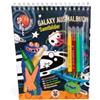 TRENDHAUS Space Adventure Galaxy 962300 - Libro da colorare a partire dai 4 anni, con 6 immagini in velluto, circa 19 x 15 cm, blocco da colorare con rilegatura ad anelli, incluso 4 pennarelli