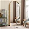 NeuType Specchio ad arco a figura intera, da appendere o appoggiato alla parete, grande specchio da camera da letto, specchio da pavimento, cornice sottile in lega di alluminio, oro, 180,3 x 81,3 cm