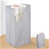 Zivacate Cesto Portabiancheria Grigio XL, 100L Cesta Portabiancheria, Portabiancheria Sporca 74x41x33cm, Cesto Biancheria Pieghevole Salvaspazio con Manico in Legno Cesta Biancheria per Soggiorno