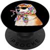 Vintage Retro Knitting Cute Lover Women Akita Dog Granny - Filato quadrato per uncinetto, per amanti dell'uncinetto PopSockets PopGrip Adesivo