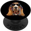Vintage Retro Knitting Cute Lover Women Basset Hound Dog Granny Square Crochet Yarn Crochet Lover PopSockets PopGrip Adesivo