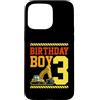 Matching Aesthetic Birthday Boy Merch Co Custodia per iPhone 15 Pro Max Tema del bulldozer del camion della costruzione del ragazzo di compleanno di 3 anni