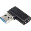 PremiumCord Adattatore da USB-C a USB 3.0 A femmina a maschio, connettore curvo, super velocità, 5 Gbps, colore: Nero
