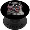Vintage Retro Knitting Cute Lover Women Filato quadrato per uncinetto Raccoon Opossum Street Cat Granny PopSockets PopGrip Adesivo