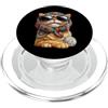 Vintage Retro Knitting Cute Lover Women Orange Cat Tabby Cat Granny Square Crochet Filato per uncinetto PopSockets PopGrip per MagSafe