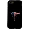 Paint Dripping Patriotic 4th of July US Custodia per iPhone SE (2020) / 7/8 Elicottero Pilota Aviazione Bandiera Americana USA Drip Graffiti