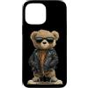 Rocker Teddy Outfit Custodia per iPhone 13 Pro Max Cool Leather Jacket Teddy Bear Costume per un look a dondolo