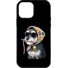 Vintage Retro Knitting Gifts Custodia per iPhone 12 mini Filato quadrato per uncinetto Granny Dog Schnauzer in miniatura