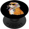 Vintage Retro Knitting Cute Lover Women Orange Cat Tabby Cat Granny Square Crochet Filato per uncinetto PopSockets PopGrip Adesivo