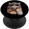 Vintage Retro Knitting Cute Lover Women Maine Coon Cat Granny Square Crochet Yarn Crochet Lover PopSockets PopGrip Adesivo