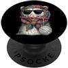 Vintage Retro Knitting Cute Lover Women Opossum Street Cat Granny - Filato quadrato per uncinetto PopSockets PopGrip Adesivo