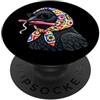 Vintage Retro Knitting Cute Lover Women Crow Raven Granny - Filato quadrato per uncinetto, per amanti dell'uncinetto PopSockets PopGrip Adesivo