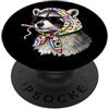 Vintage Retro Knitting Cute Lover Women Filato quadrato per uncinetto Raccoon Opossum Street Cat Granny PopSockets PopGrip Adesivo