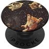 Cat Theme Humor Minimalist Art Cute (Spa Divertente gatto gattini nello spazio carino retrò arte vintage PopSockets PopGrip Adesivo