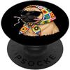 Vintage Retro Knitting Cute Lover Women Filato quadrato per uncinetto, motivo: carlino, per amanti dell'uncinetto PopSockets PopGrip Adesivo
