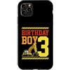 Matching Aesthetic Birthday Boy Merch Co Custodia per iPhone 11 Pro Max Tema del bulldozer del camion della costruzione del ragazzo di compleanno di 3 anni