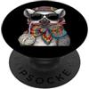 Vintage Retro Knitting Cute Lover Women Lemur - Filato quadrato per uncinetto con coda ad anello PopSockets PopGrip Adesivo