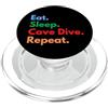 DepthQuest Gear Eat Sleep Cave Dive Repeat per i subacquei delle caverne e gli amanti delle immersioni PopSockets PopGrip per MagSafe