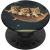 Cute Cat Minimalist Art Humor Theme (Spa Simpatico gattino nello spazio divertente vintage art retrò PopSockets PopGrip Adesivo