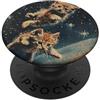 Cute Cat Minimalist Art Humor Theme (Spa Gatto gattini nello spazio carino retrò arte vintage divertente PopSockets PopGrip Adesivo