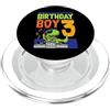 Matching Aesthetic Birthday Boy Merch Co 3 anni compleanno ragazzo musica DJ T-Rex dinosauro festa a tema PopSockets PopGrip per MagSafe