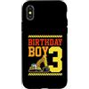 Matching Aesthetic Birthday Boy Merch Co Custodia per iPhone X/XS Tema del bulldozer del camion della costruzione del ragazzo di compleanno di 3 anni