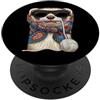 Vintage Retro Knitting Cute Lover Women Ferret Pet Granny Square Crochet Yarn Crochet Lover PopSockets PopGrip Adesivo