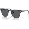 Ray-Ban RB3016 Clubmaster Occhiali da sole quadrati classici per uomo donna, Grigio su nero/grigio scuro, X-Large