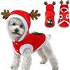 HOTSO Vestiti Natale Cane Costume Renna per Cani Gatto Cappottino Vestito Natalizio Abbigliamento di Babbo Natale per Animali Felpe Invernale Caldo da Festa (Rosso, XS)