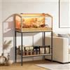 BingoPaw 80cm Gabbia per Criceti con Mobile Base, Legno e Vetro Temperato con Luce | Gabbia per porcellini d'india con Portaoggetti Inferiore, Villa per Criceti, Solo Casetta Nessun Giocattolo Accessorio