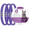 Wisebom 3 Pcs Collare Calmante per Gatti, Naturale Collari Calmanti ai Feromoni, Impermeabile Regolabile Anti-ansia Collari, Rilievo Ansia Collarino per Gatto di Taglia Piccola, Media e Grande, 38cm (Viola)
