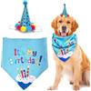 Lahviuu Bandana di Compleanno per Cani,Cappello per Cani Sciarpa a Triangolo per Cane Gatto Pet Supplies Festa di Compleanno Decorazioni (Blu)