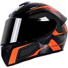 RUTXE Casco integrale per moto Caschi per scooter con 3 opzioni di lenti DOT Casco turistico per moto Caschi per uomini & donne Pendolarismo quotidiano (Pista nera arancione) (B,59~60cm XL)