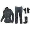 A-Pro Anti Pioggia Tuta 4 Pezzi Impermeabile Giacca Pantaloni Copri Stivali Guanti Outdoor Moto (L)