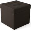 MG Design Pouf contenitore imbottito 45 × 45 cm Marrone scuro - capacità ca. 50 L, fino a 300 kg, struttura in legno massiccio, superficie opaca con trama fine, già montato e facile da pulire